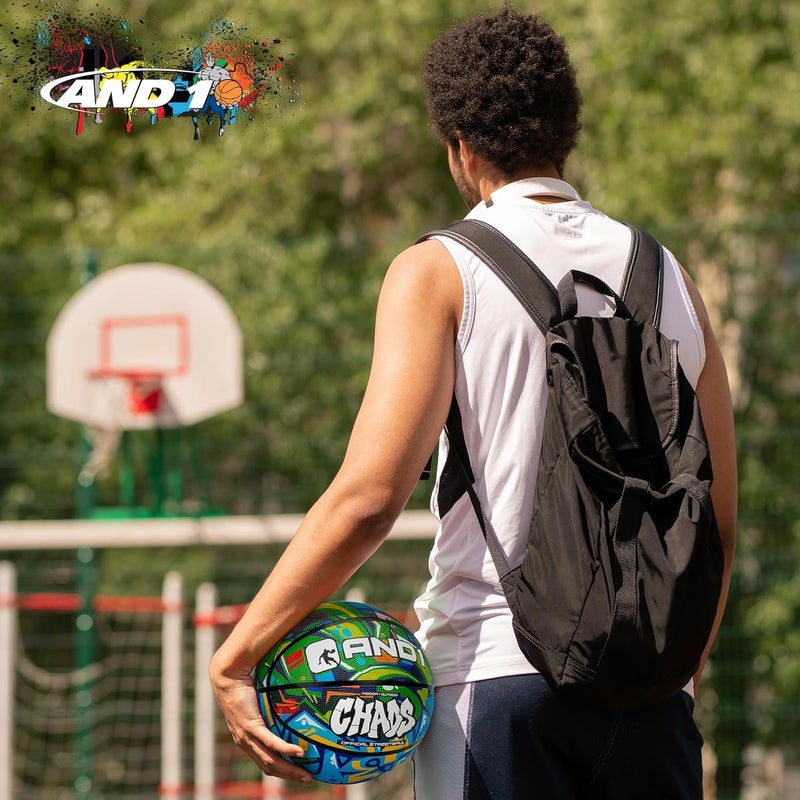 And1 Chaos Rubber Basketball: Official Regulation Size 7 (29.5 inches) Rubber Basketball - Deep Channel Construction Streetball, Made for Indoor Outdoor - Image 3